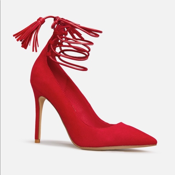 Red Slip on Pumps - Picture 2 of 12